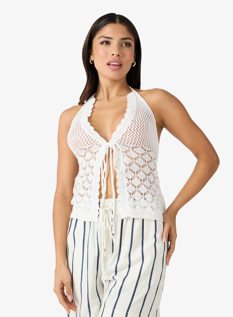 Ginger Halter Neck Crochet Top